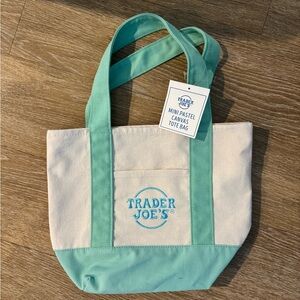 Mint and Cream Canvas Tote Bag